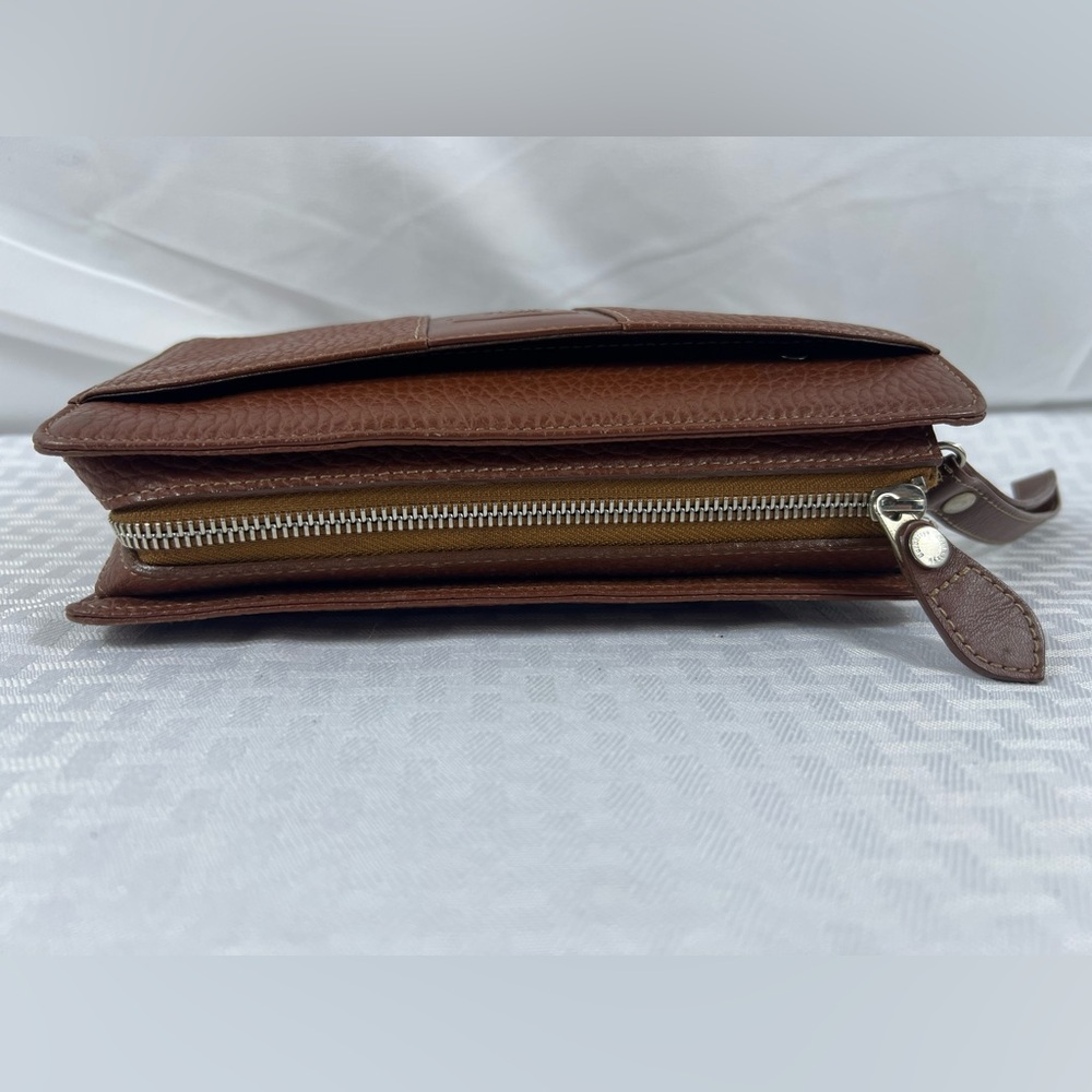 Burberrys of London Brown Pebbled Leather Wristlet with Plaid Lining (Vintage) - Picture 4 of 13